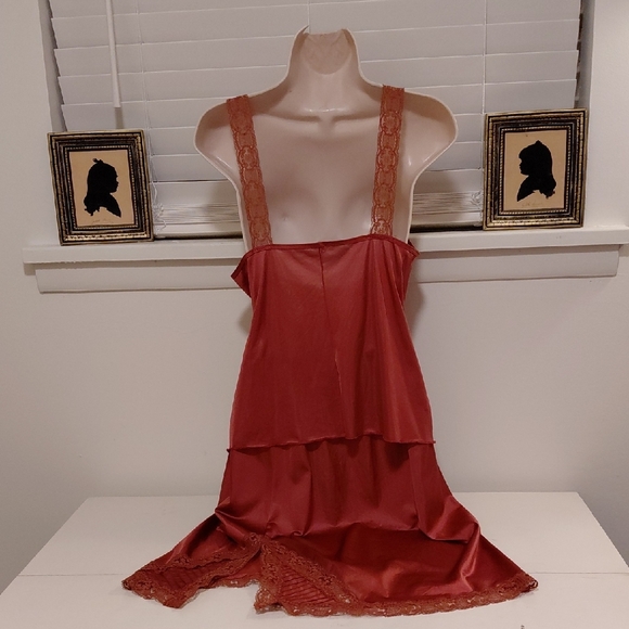 Brown Satin Chemise with Adjustable Straps - Picture 3 of 3